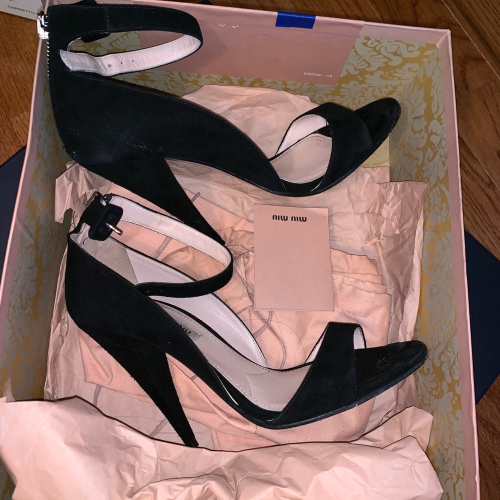 🛑 SOLD🛑MIU MIU black ankle heels sandals 37 - Picture 2 of 5